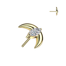 Load image into Gallery viewer, Implant Grade Titanium Threadless Push In Crescent Moon With Marquise CZ Center
