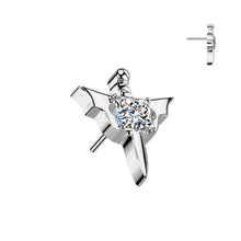 Load image into Gallery viewer, Implant Grade Titanium Threadless Push In Dagger With Square CZ Center and Bat Wings

