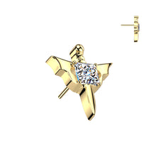 Load image into Gallery viewer, Implant Grade Titanium Threadless Push In Dagger With Square CZ Center and Bat Wings
