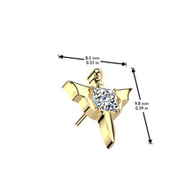 Load image into Gallery viewer, Implant Grade Titanium Threadless Push In Dagger With Square CZ Center and Bat Wings
