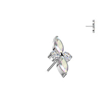 Load image into Gallery viewer, Implant Grade Titanium Threadless Push In Marquise And Round CZ Cross
