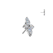 Load image into Gallery viewer, Implant Grade Titanium Threadless Push In Marquise And Round CZ Cross
