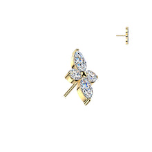 Load image into Gallery viewer, Implant Grade Titanium Threadless Push In Marquise And Round CZ Cross
