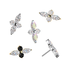 Load image into Gallery viewer, Implant Grade Titanium Threadless Push In Marquise And Round CZ Cross
