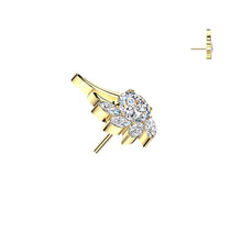 Load image into Gallery viewer, Titanium Threadless Push In CNC Set Marquise And Round CZ Angel Wing
