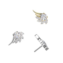 Load image into Gallery viewer, Titanium Threadless Push In CNC Set Marquise And Round CZ Angel Wing
