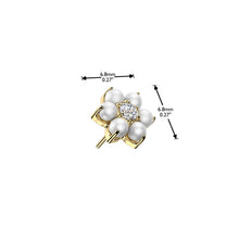 Load image into Gallery viewer, Titanium Threadless Push In Pearl Set With CZ Center Flower Top

