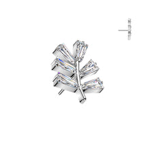 Load image into Gallery viewer, Titanium Threadless Push In Baguette CZ Leaf
