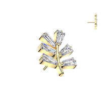 Load image into Gallery viewer, Titanium Threadless Push In Baguette CZ Leaf
