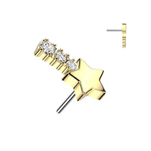 Load image into Gallery viewer, Titanium Threadless Push In CZ Shooting Star labret
