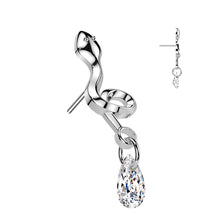 Load image into Gallery viewer, Titanium Threadless Push In Snake With Teardrop CZ Dangle Labret
