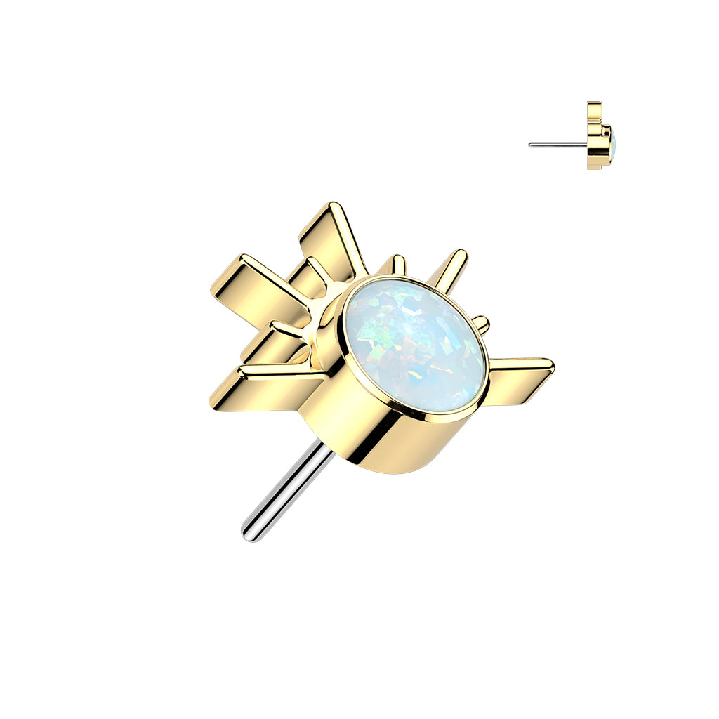 Titanium Threadless Push In Sunrise With CZ or Opal Center Labret