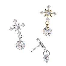 Load image into Gallery viewer, Titanium Threadless Push In CZ Cross Top With CZ Dangle labret
