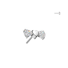 Load image into Gallery viewer, Titanium Threadless Push In Triple Heart Top With 2 CZ Heart Labret
