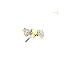 Load image into Gallery viewer, Titanium Threadless Push In Triple Heart Top With 2 CZ Heart Labret

