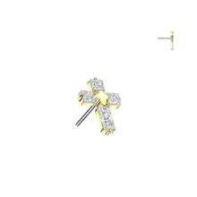 Load image into Gallery viewer, Titanium Threadless Push In 4 CZ Cross Labret
