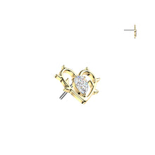 Load image into Gallery viewer, Titanium Threadless Push In Heart With Thorn and CZ Center labret
