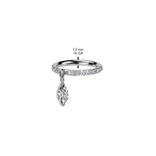 Load image into Gallery viewer, Titanium Hinged Segment Hoop Ring With Front Facing CNC Set CZ and Marquise CZ Dangle
