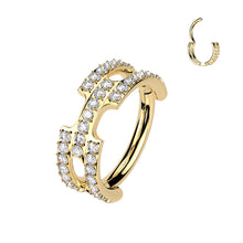 Load image into Gallery viewer, Titanium Hinged Chain Link Segment Hoop Ring With Pave CNC Set CZ
