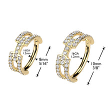 Load image into Gallery viewer, Titanium Hinged Chain Link Segment Hoop Ring With Pave CNC Set CZ
