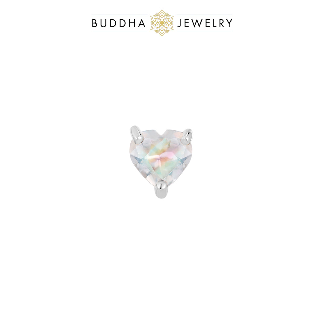 Rainbow Moonstone Heart/White Gold
