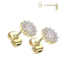 Load image into Gallery viewer, Implant Grade Titanium CZ Flower Earrings
