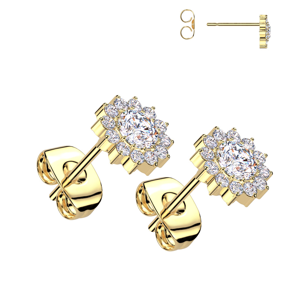 Implant Grade Titanium CZ Flower Earrings