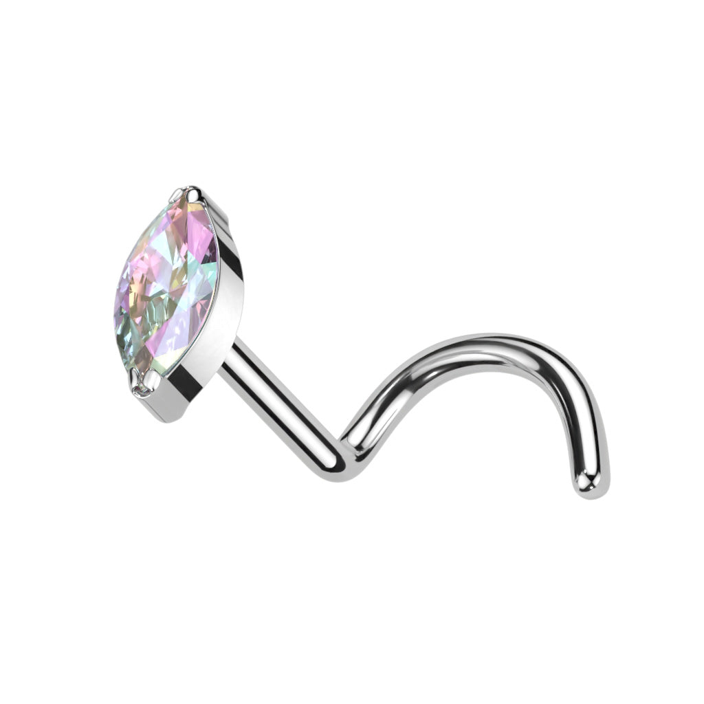 Nose Screw - Titanium claw set Cz Marquise Gem