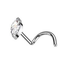 Load image into Gallery viewer, Nose Screw - Titanium claw set Cz Marquise Gem
