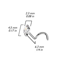 Load image into Gallery viewer, Nose Screw - Titanium claw set Cz Marquise Gem
