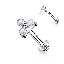 Load image into Gallery viewer, Implant Grade Titanium Internally Threaded Labret Stud With CZ Trinity Top
