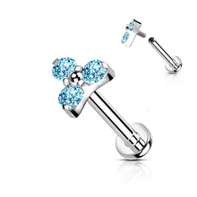 Load image into Gallery viewer, Implant Grade Titanium Internally Threaded Labret Stud With CZ Trinity Top
