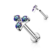 Load image into Gallery viewer, Implant Grade Titanium Internally Threaded Labret Stud With CZ Trinity Top
