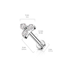 Load image into Gallery viewer, Implant Grade Titanium Internally Threaded Labret Stud With CZ Trinity Top

