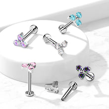 Load image into Gallery viewer, Implant Grade Titanium Internally Threaded Labret Stud With CZ Trinity Top
