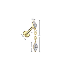 Load image into Gallery viewer, Implant Grade Titanium Threadless Push In Marquise CZ With Marquise CZ Dangle Labret
