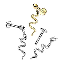Load image into Gallery viewer, Hidden Helix Labret With Snake Dangle 1.2x6mm
