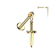 Load image into Gallery viewer, Hidden Helix Labret With Dagger Dangle 1.2x6mm
