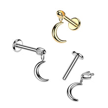 Load image into Gallery viewer, Hidden Helix Labret With Crescent Moon Dangle 1.2x6mm
