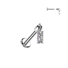 Load image into Gallery viewer, Hidden Helix Labret With Crescent CZ Baguette Dangle 1.2x6mm
