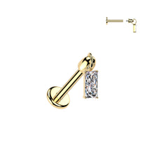 Load image into Gallery viewer, Hidden Helix Labret With Crescent CZ Baguette Dangle 1.2x6mm
