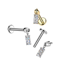 Load image into Gallery viewer, Hidden Helix Labret With Crescent CZ Baguette Dangle 1.2x6mm
