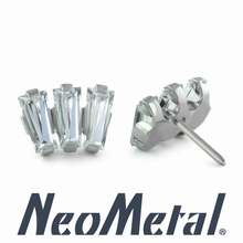 Load image into Gallery viewer, Titanium Baguette Cut Gem Fan Cluster Labret - Neometal
