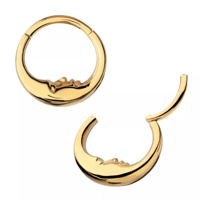 24K Gold Cresent moon hinged ring