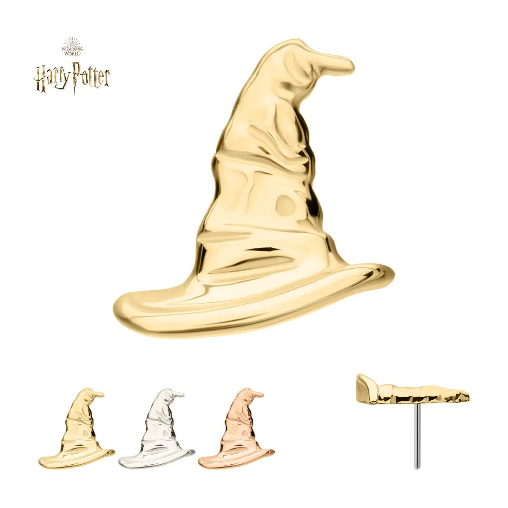 14Kt Gold Harry Potter Sorting Hat Threadless Labret - White Gold