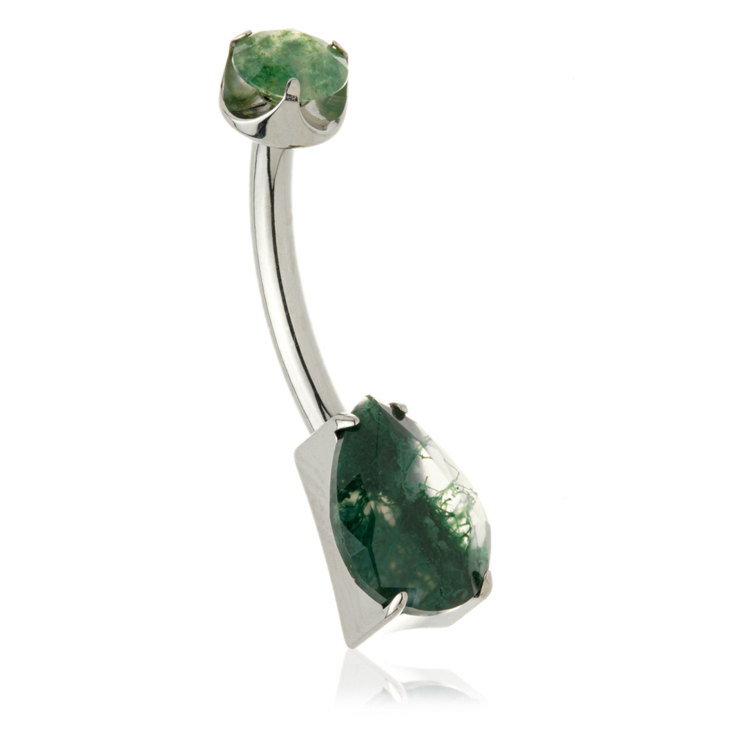 Ti Internal Natural Stone Teardrop Navel Bar