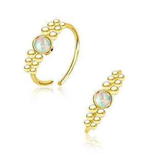 316L Gold PVD beaded synthetic Opal nose ring