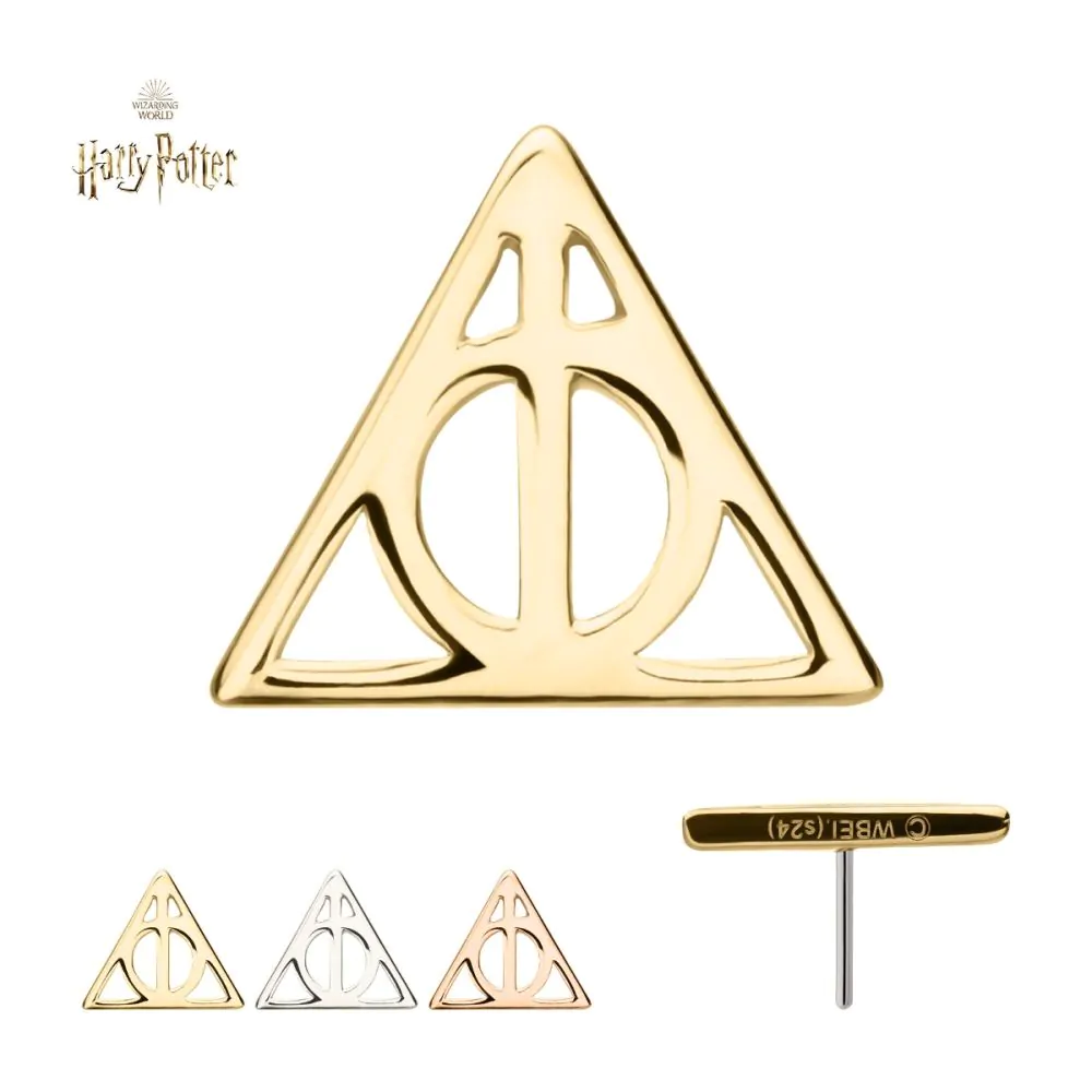 14Kt Gold Harry Potter Deathly Hallows Threadless Labret - Yellow Gold
