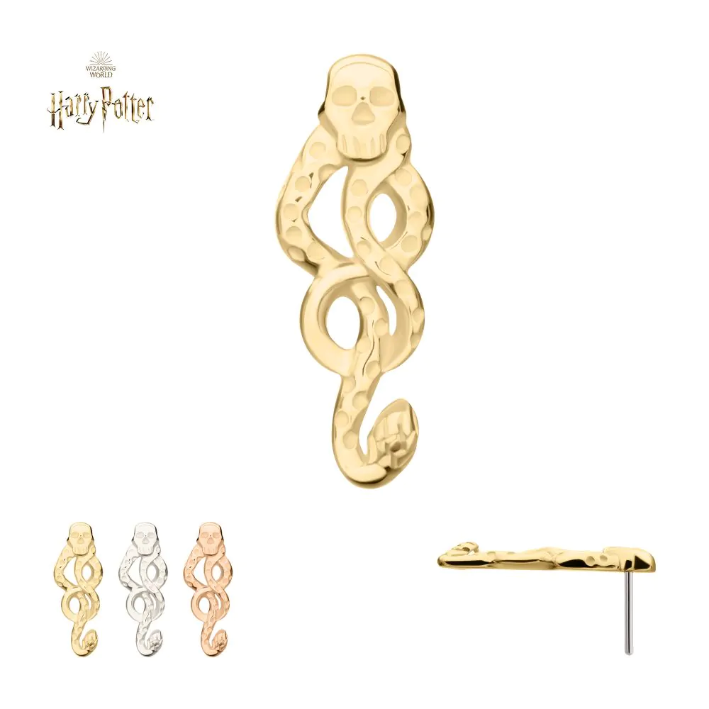 14Kt Gold Harry Potter Dark Mark Symbol Threadless labret - White Gold