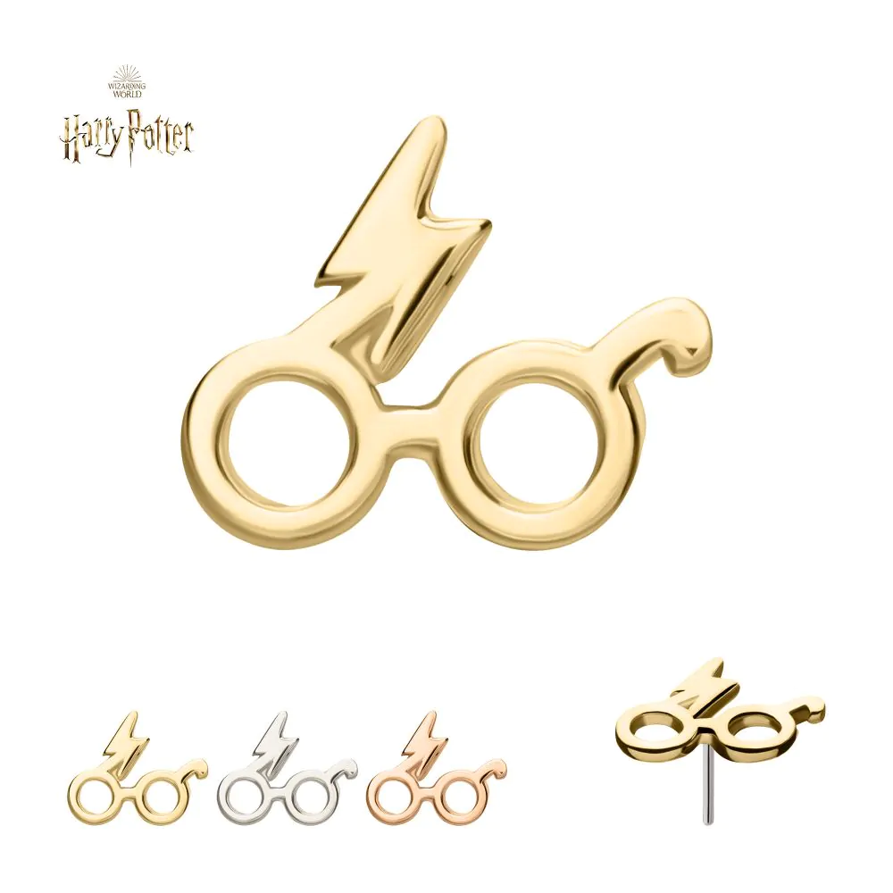14Kt Harry Potter Eyeglasses Threadless Labret - Yellow Gold